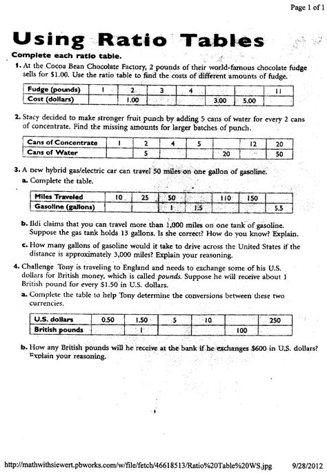 Ratio Tables Worksheet For 7th 8th Grade Lesson Ratio Table Worksheet 8th Grade - Ratio Table Worksheet 8th Grade