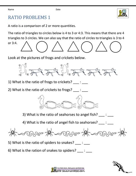 Ratio Word Problems Math Salamanders Grade 6 Ratio Worksheet - Grade 6 Ratio Worksheet