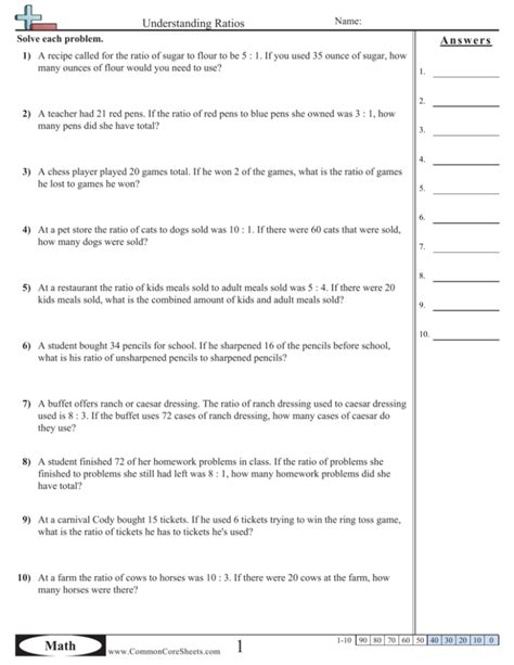 Ratio Worksheets Common Core Sheets Grade 6 Ratio Worksheet - Grade 6 Ratio Worksheet