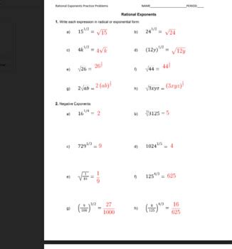 Rational Exponents Practice