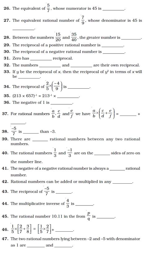 Rational Numbers Class 8 Test Paper With Answers