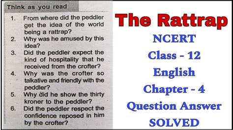 Rattrap Class 12 Questions And Answers