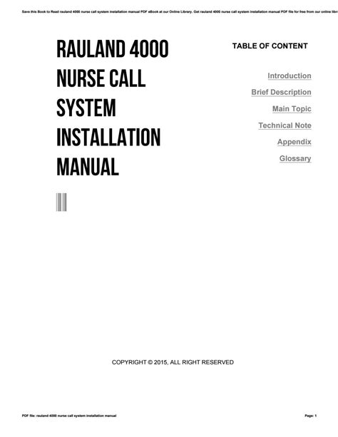 Read Rauland 4000 Nurse Call System Installation Manual 