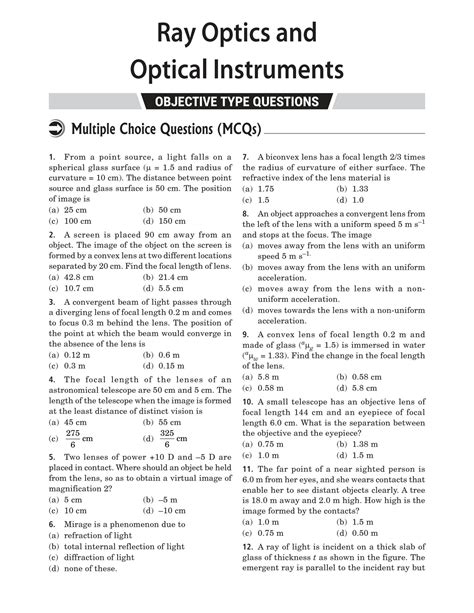 Ray Optics Mcq