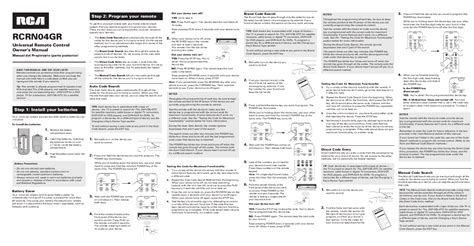 Rca Universal Remote Instruction Manual