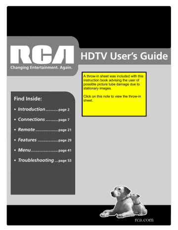 Download Rca Hd52W59 User Guide 