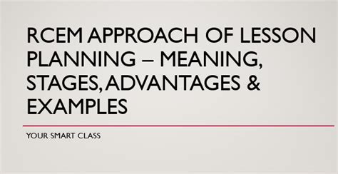 Rcem Approach Lesson Planning