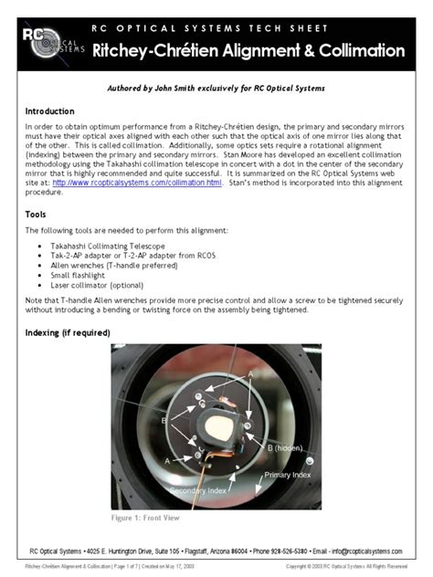 rcos alignment collimation - RC Optical Systems