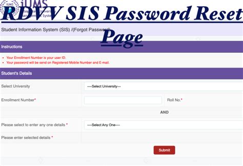 Rdvv Sis Registration