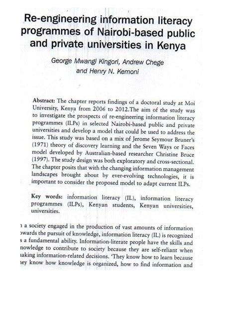 re engineering information literacy programmes of nairobi