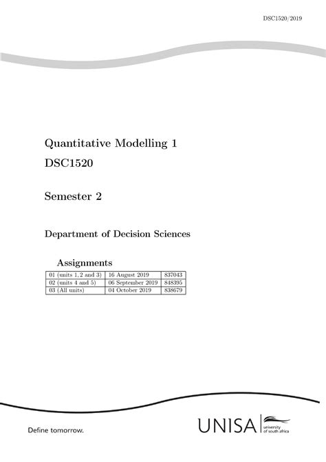 Full Download Re Quantitative Modelling I Dsc1520 Re Quantitative 