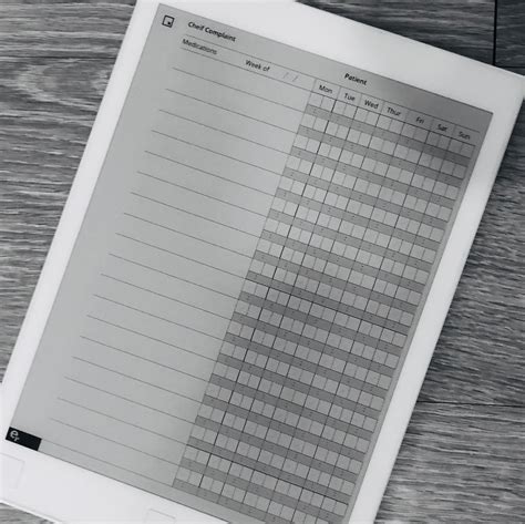 reMarkable tablet Weekly Medication Log Template