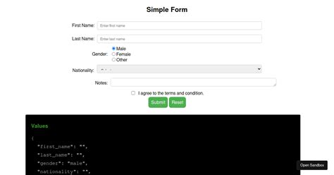 reactform examples CodeSandbox
