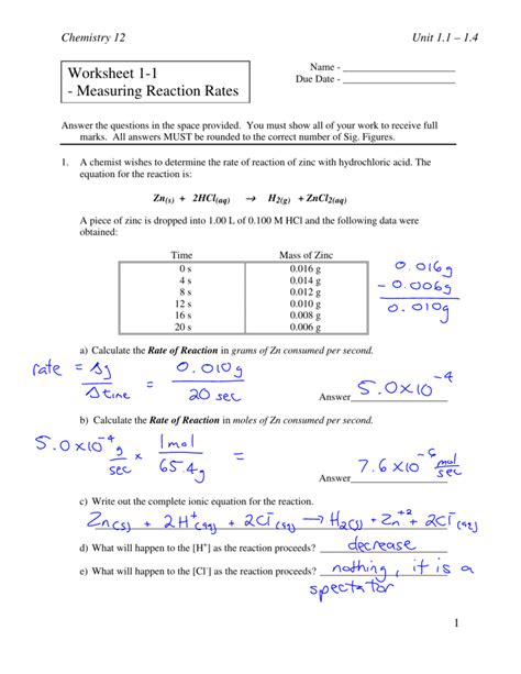reaction rate practice problems