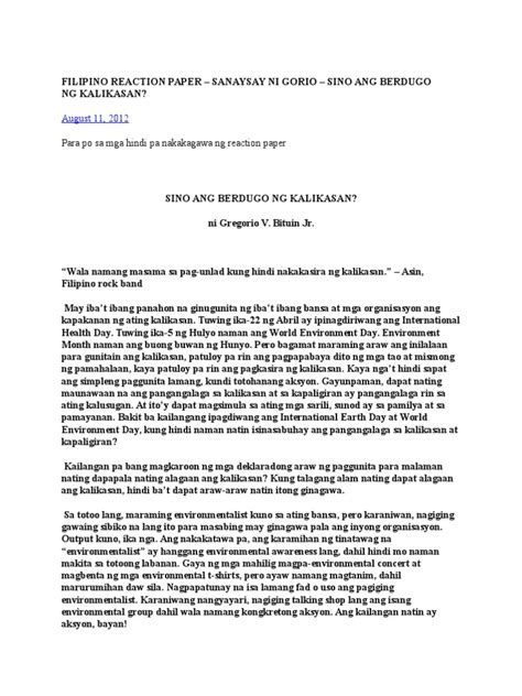 Download Reaction Paper Sample Tagalog 
