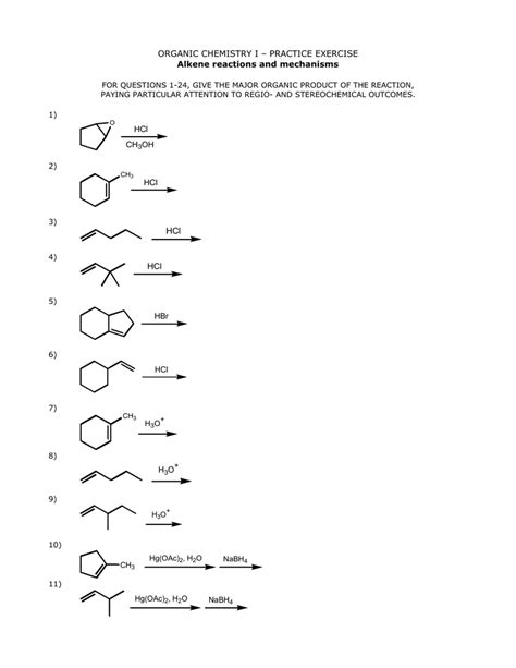 Reactions Of Alkenes Practice Worksheet With Answers Alkene Reactions Worksheet With Answers - Alkene Reactions Worksheet With Answers
