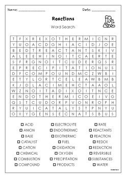 reactions word search
