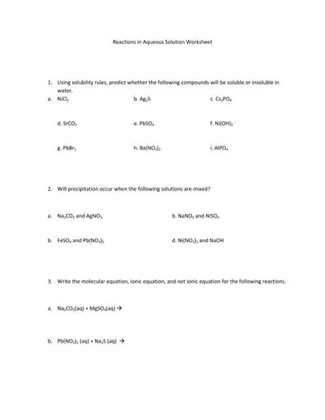 Full Download Reactions In Aqueous Solution Worksheet File Type Pdf 