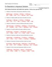 Download Reactions In Aqueous Solutions Worksheet Answers 