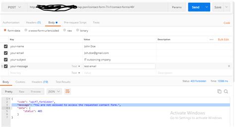 reactjs How to post data to contact form 7 rest api anonymously