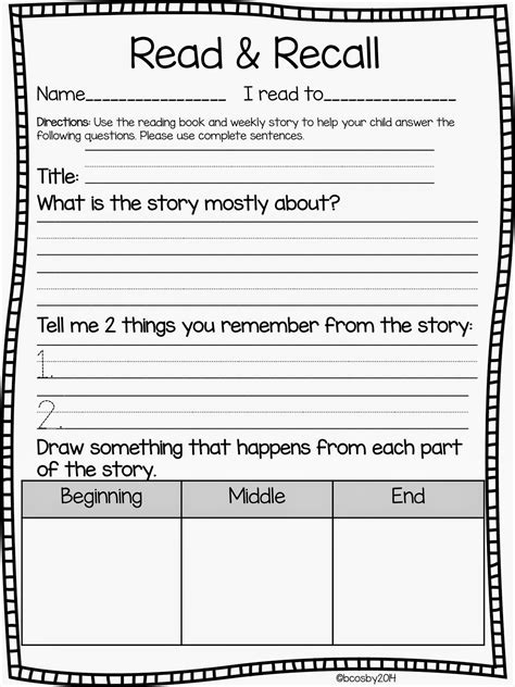 Read And Recall Worksheet   Read And Recall Worksheet Teaching Resources Tpt - Read And Recall Worksheet