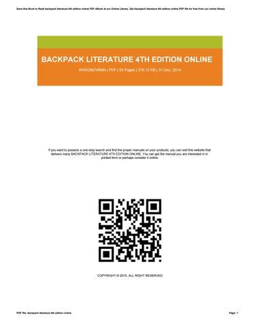Full Download Read Backpack Literature 4Th Edition Online 