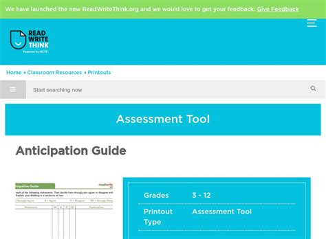 Read Online Read Write Think Anticipation Guide 