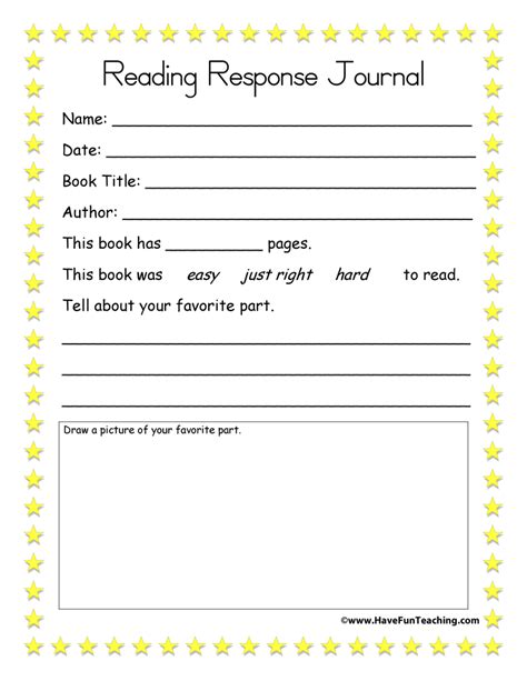 Download Reader Response Journal Template High School 