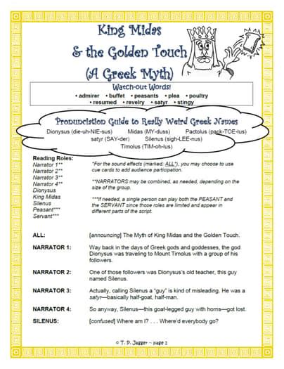 readers theater scripts king midas