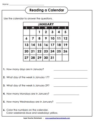 Reading A Calendar Worksheet K5 Learning Calendar Activities For Elementary Students - Calendar Activities For Elementary Students