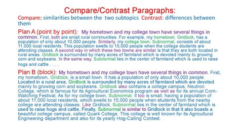 Reading A Comparison Contrast Paragraph And Essay Comparison And Contrast Paragraph Exercises - Comparison And Contrast Paragraph Exercises
