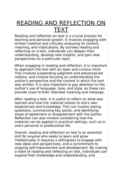 Reading And Reflecting On Texts Tissx Reading And Reflection On Text - Reading And Reflection On Text