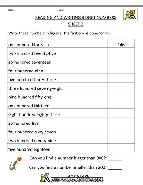 Reading And Writing 3 Digit Numbers Worksheet Live Read And Write Numbers Worksheet - Read And Write Numbers Worksheet
