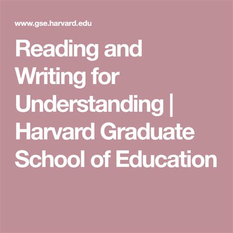 Reading And Writing For Understanding Harvard Graduate School Reading And Writing - Reading And Writing