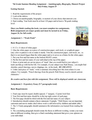 reading autobiography assignment