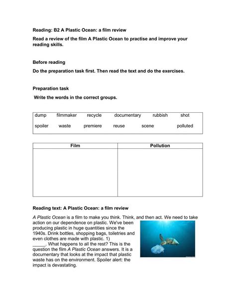 Reading B2 A Plastic Ocean Worksheet Live Worksheets A Plastic Ocean Worksheet Answers - A Plastic Ocean Worksheet Answers