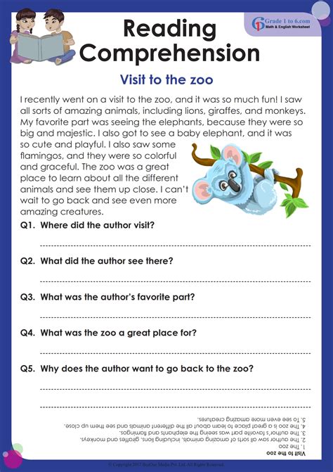 Reading Comprehension For Class 1