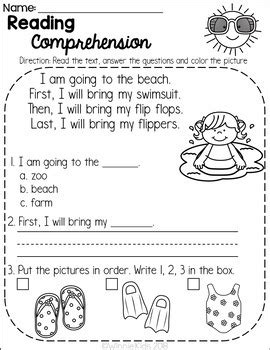 Reading Comprehension Passages Summer Fun Activities End Of Reading Comprehension Year 1 - Reading Comprehension Year 1
