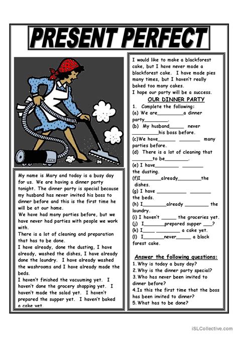 Reading Comprehension Present Perfect