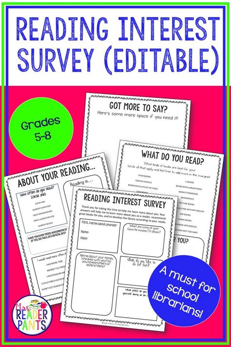 Reading Interest Surveys 8211 Mrs Molly 039 S Reading Interest Survey For Students - Reading Interest Survey For Students
