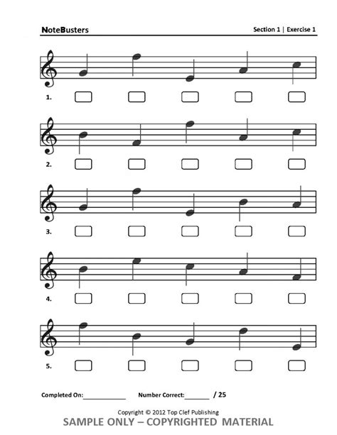 Reading Notes Worksheet   Master Sheet Music Notes With 1 Minute Note - Reading Notes Worksheet