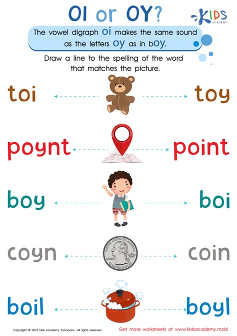 Reading Oi And Oy Worksheet For Kids Kids Oi  Oy Worksheet Kindergarten - Oi, Oy Worksheet Kindergarten
