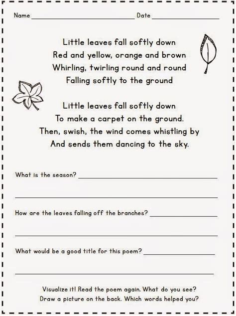 Reading Poems Printable 1st Grade Worksheets Education Com Poems For 1st Grade Students - Poems For 1st Grade Students