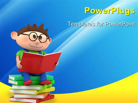 reading powerpoint template powerpoint template a person reading while sitting on a bundle of
