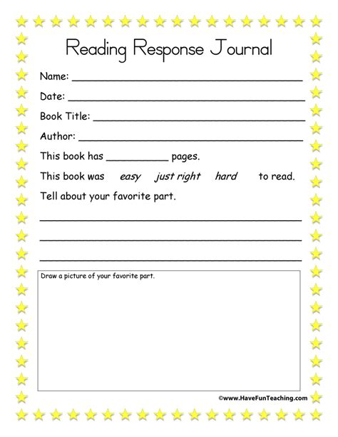 Reading Response Journal Worksheet Education Com Reading Response Worksheet - Reading Response Worksheet
