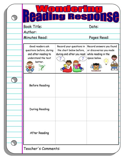 Reading Response Skills Worksheets For Teachers Teach Starter Reading Response Worksheet - Reading Response Worksheet