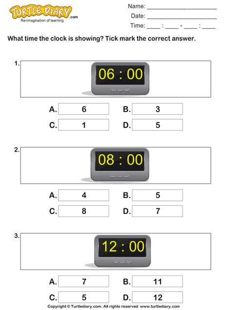 Reading Time On Digital Clocks Turtle Diary Worksheet Clock Reading Worksheet - Clock Reading Worksheet
