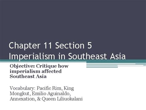 Read Online Reading Guide Chapter 11 Section 5 Imperialism In Southeast Asia Answers 