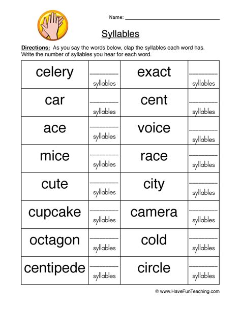 Ready To Use Syllables Worksheets For Kindergarten 1st Syllables Worksheet For Kindergarten - Syllables Worksheet For Kindergarten