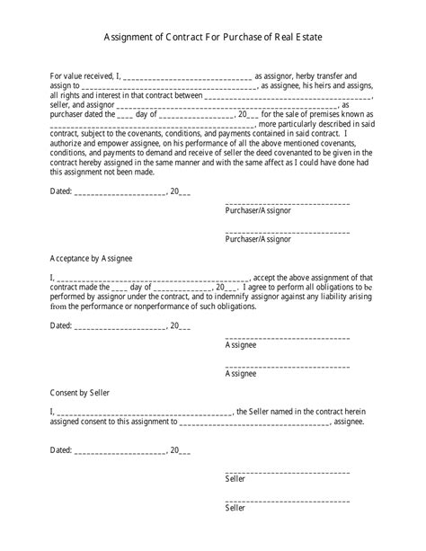 Real Estate Assignment Contract